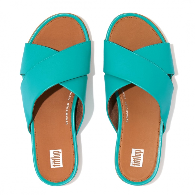 Blue Fitflop Gracie Cross Slides Women's Slides | PH-9253QUGSW