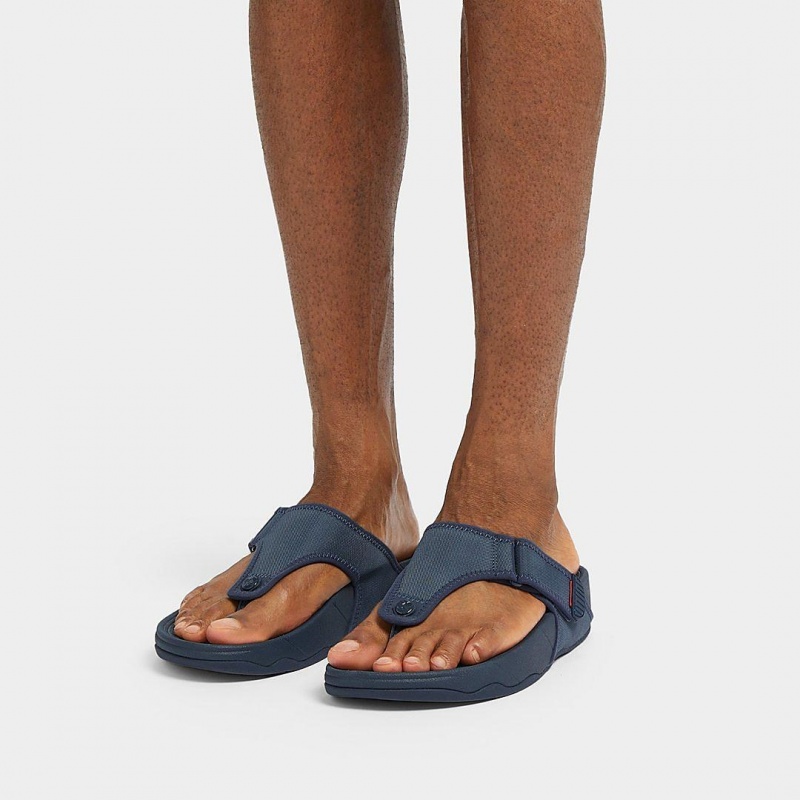 Blue Fitflop Trakk Ii Polyester Faux Toe Men's Thongs | PH-9150GVBJP