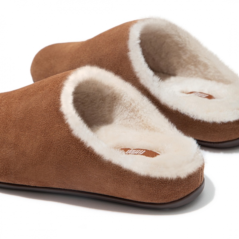 Brown Fitflop Chrissie Shearling Women's Slippers | PH-7845VDSXL