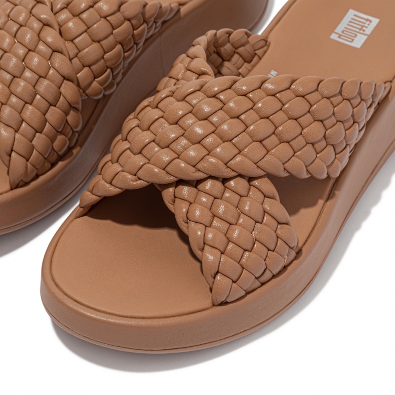 Brown Fitflop F-Mode Slides Women's Slides | PH-6247AOGIW