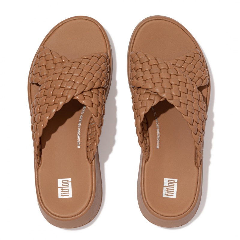 Brown Fitflop F-Mode Slides Women's Slides | PH-6247AOGIW