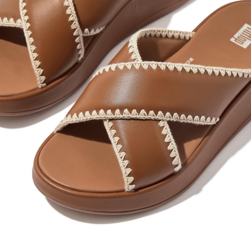 Brown Fitflop F-Mode Slides Women's Slides | PH-7241WVOIZ