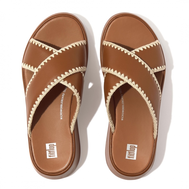 Brown Fitflop F-Mode Slides Women's Slides | PH-7241WVOIZ