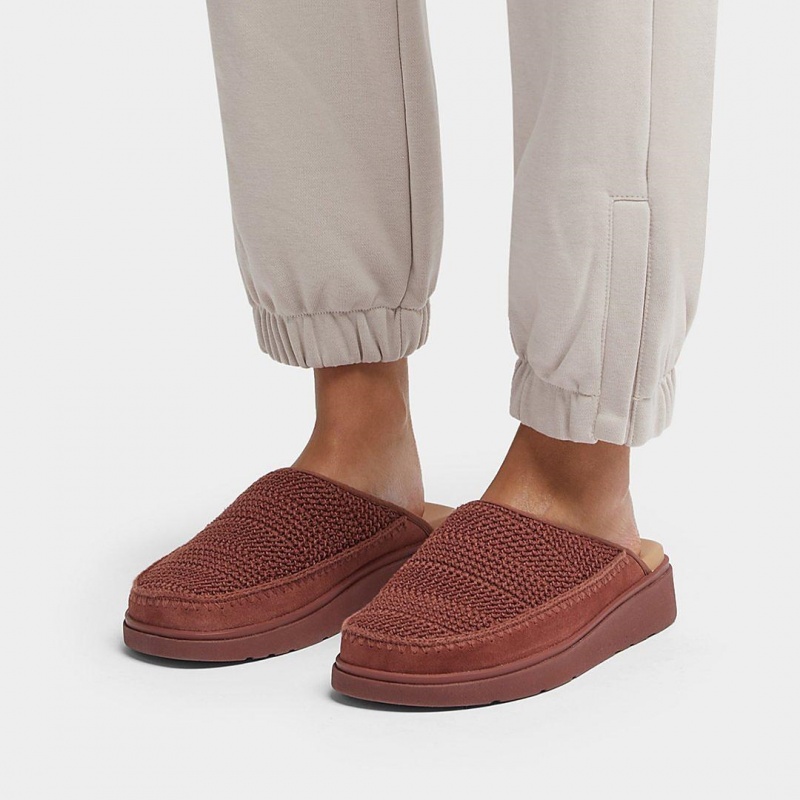 Brown Fitflop Gen-Ff Polyester Knit Cotton Women's Mules | PH-0324ZGVCI