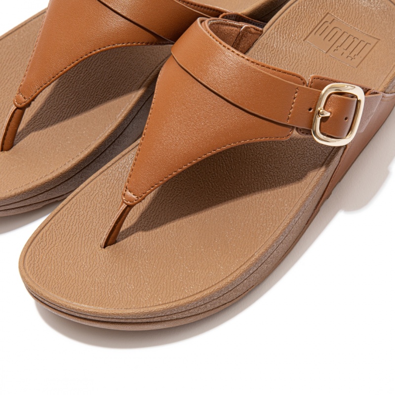 Brown Fitflop Lulu Adjustable Leather Women's Toe-Post Sandals | PH-7615UDVRC