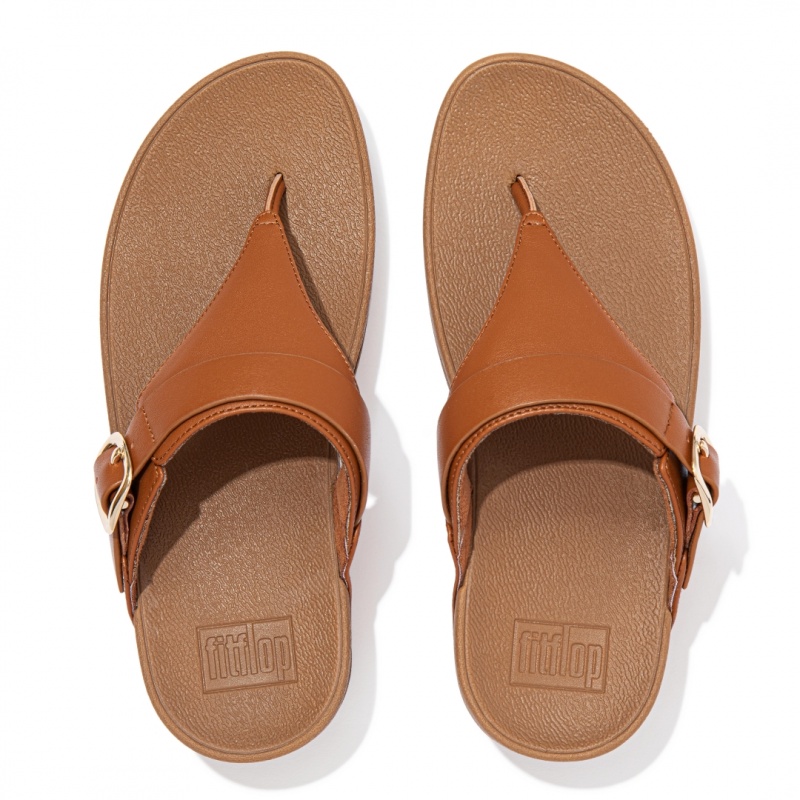 Brown Fitflop Lulu Adjustable Leather Women's Toe-Post Sandals | PH-7615UDVRC