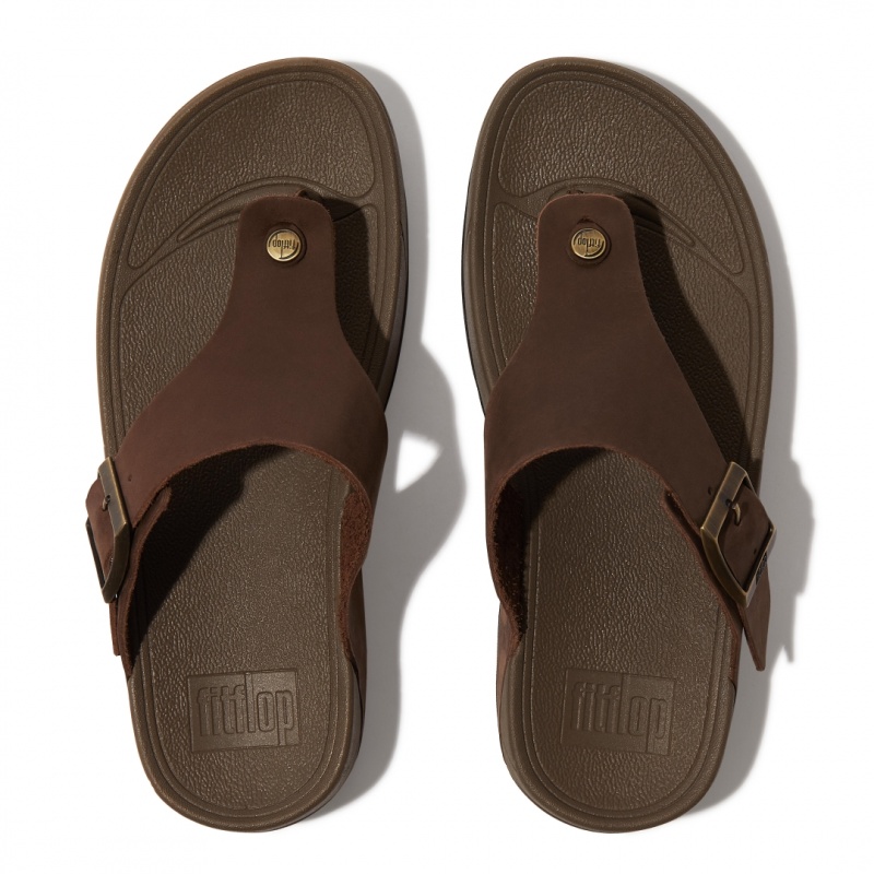 Brown Fitflop Trakk Ii Nubuck Toe Men's Thongs | PH-6140VRFCS