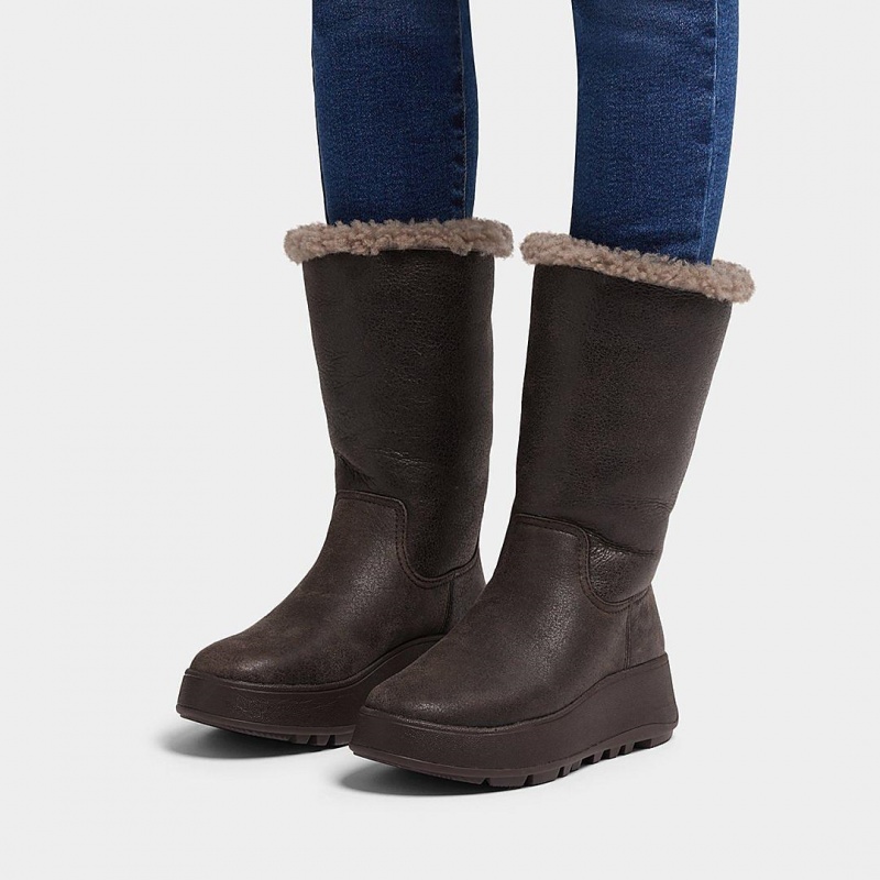 Chocolate Fitflop F-Mode Double Faced Shearling Women's Boots | PH-1720MQCRH