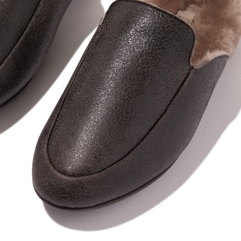 Chocolate Fitflop Gracie Double Faced Shearling Women's Mules | PH-9754VAQCP