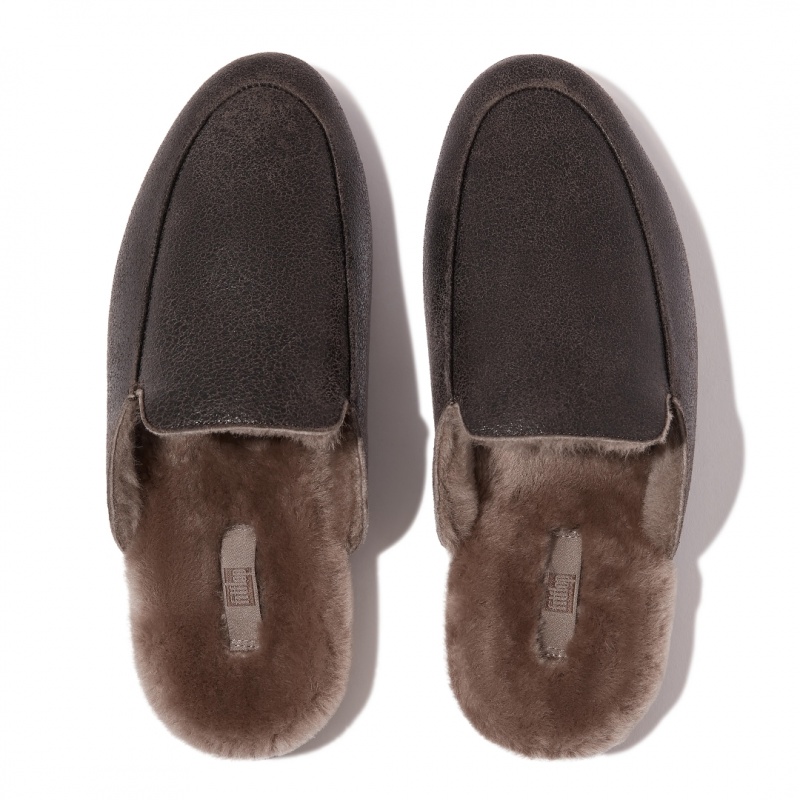 Chocolate Fitflop Gracie Double Faced Shearling Women's Mules | PH-9754VAQCP