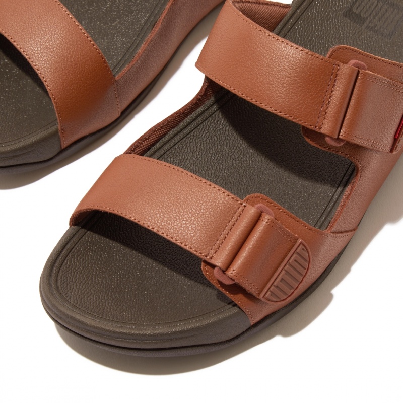 Dark Brown Fitflop Gogh Moc Men's Slides | PH-7982JZETU