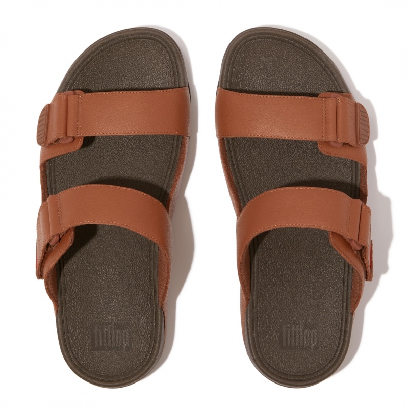 Dark Brown Fitflop Gogh Moc Men's Slides | PH-7982JZETU