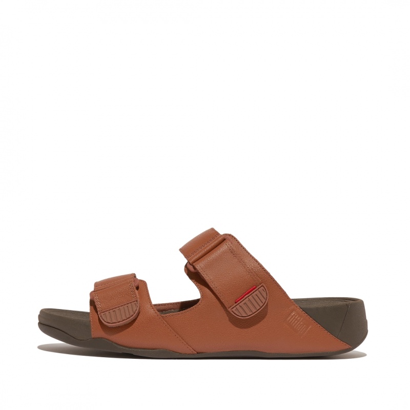 Dark Brown Fitflop Gogh Moc Men\'s Slides | PH-7982JZETU