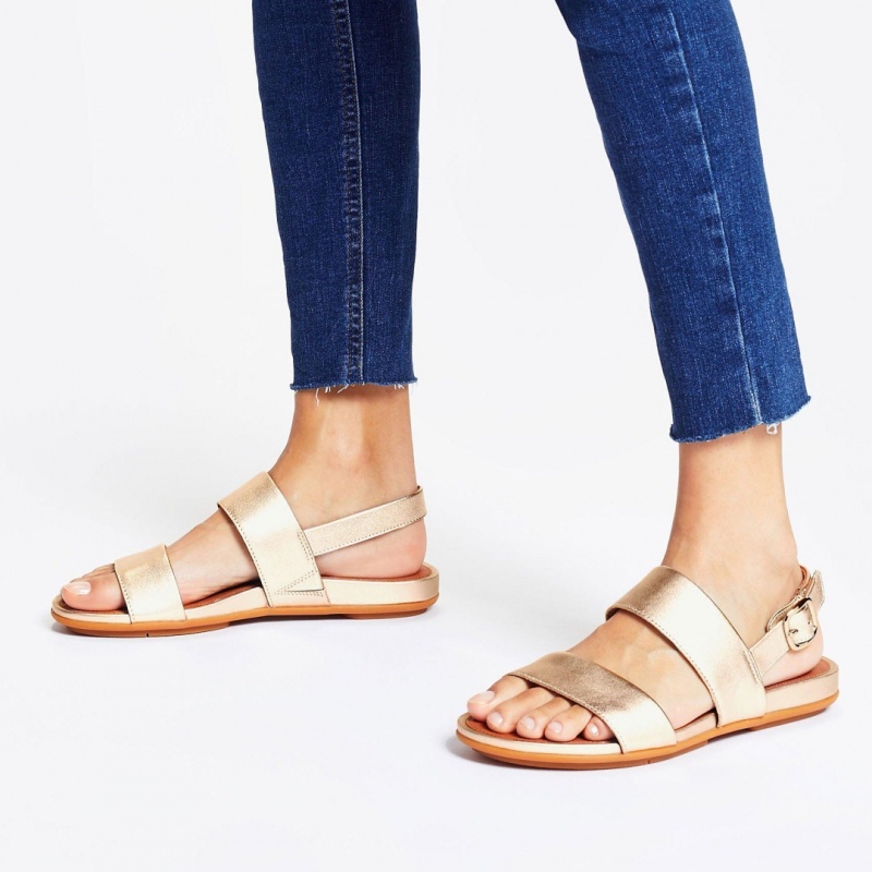 Gold Fitflop Gracie Leather Women's Back-Strap Sandals | PH-2709XNEQW