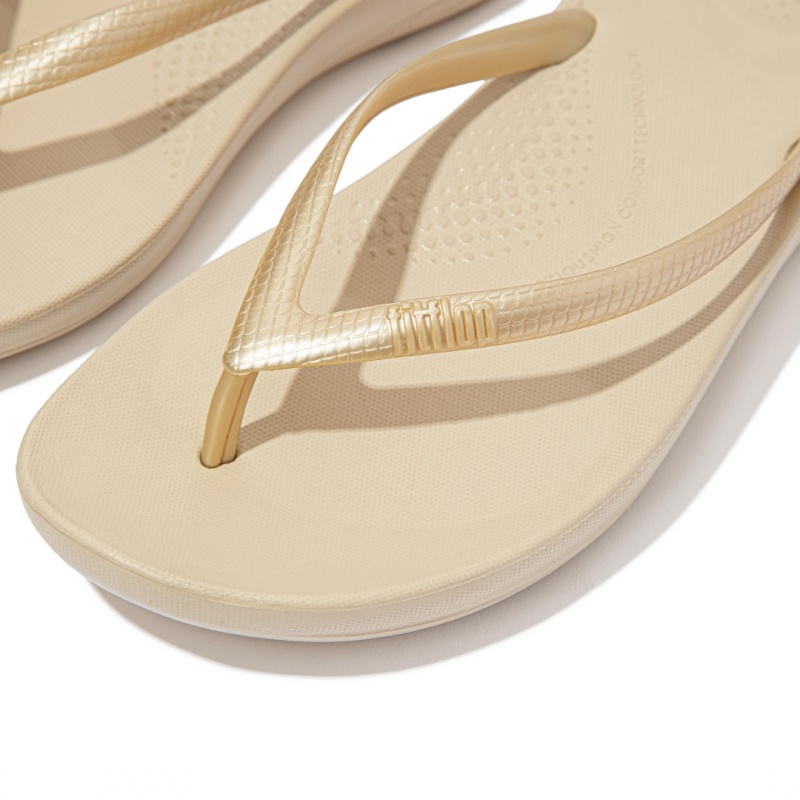 Gold Fitflop Iqushion Ergonomc Women's Flip Flops | PH-1730IYTSM