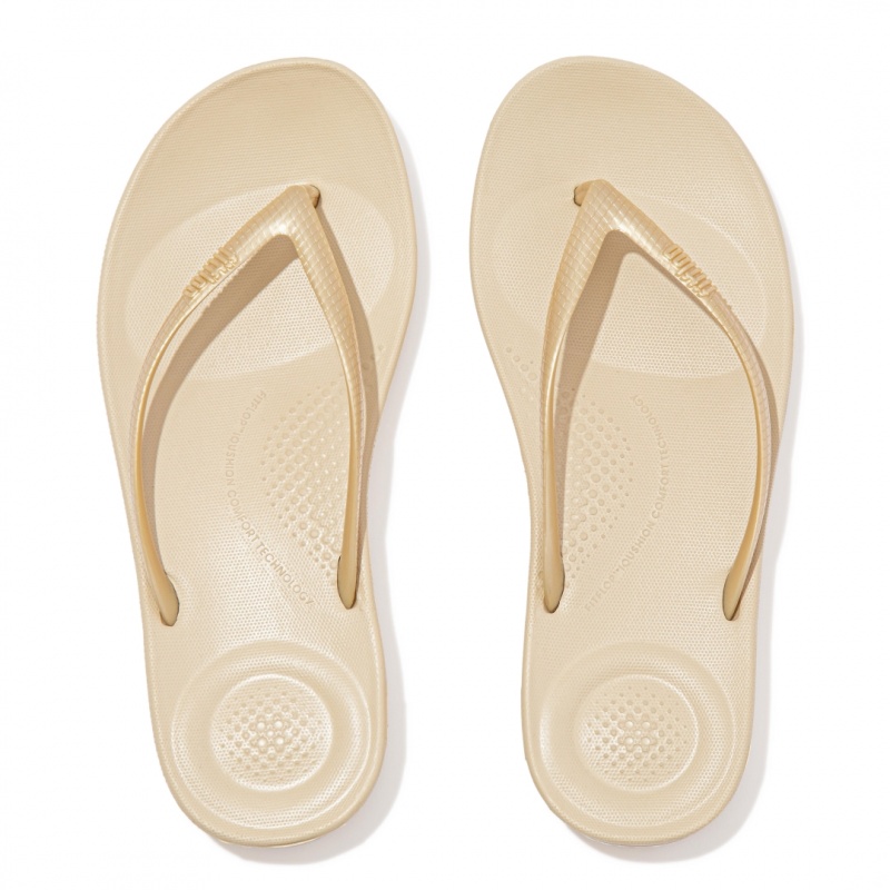 Gold Fitflop Iqushion Ergonomc Women's Flip Flops | PH-1730IYTSM