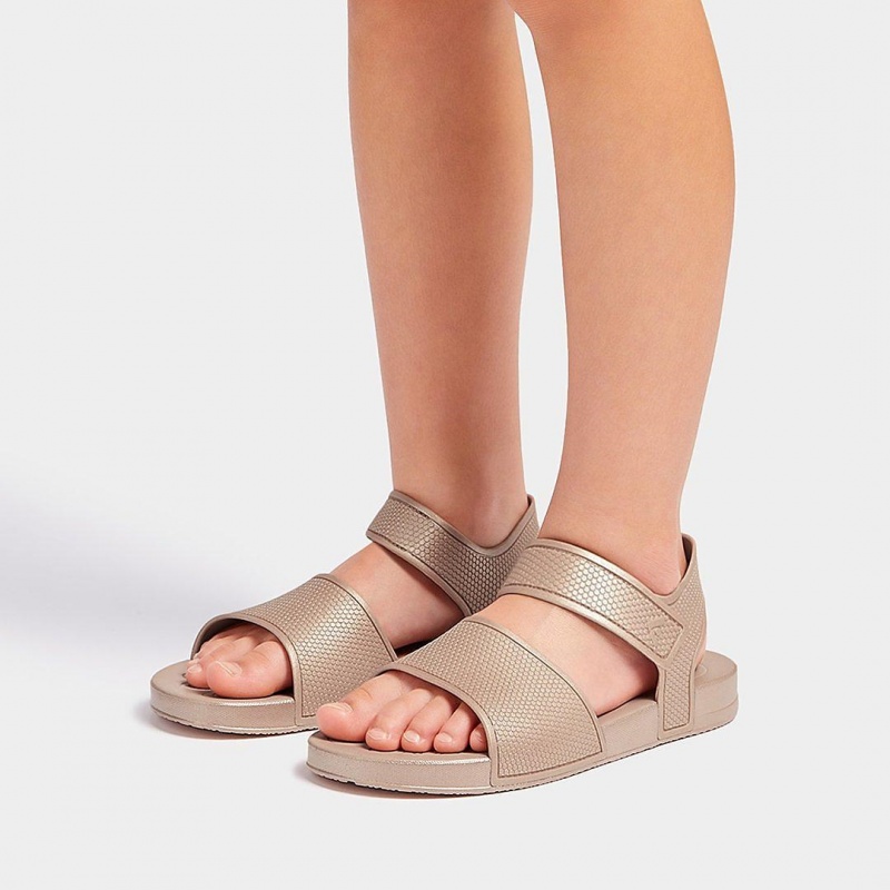 Gold Fitflop Iqushion Rubber Kids' Back-Strap Sandals | PH-9273ZSYTV