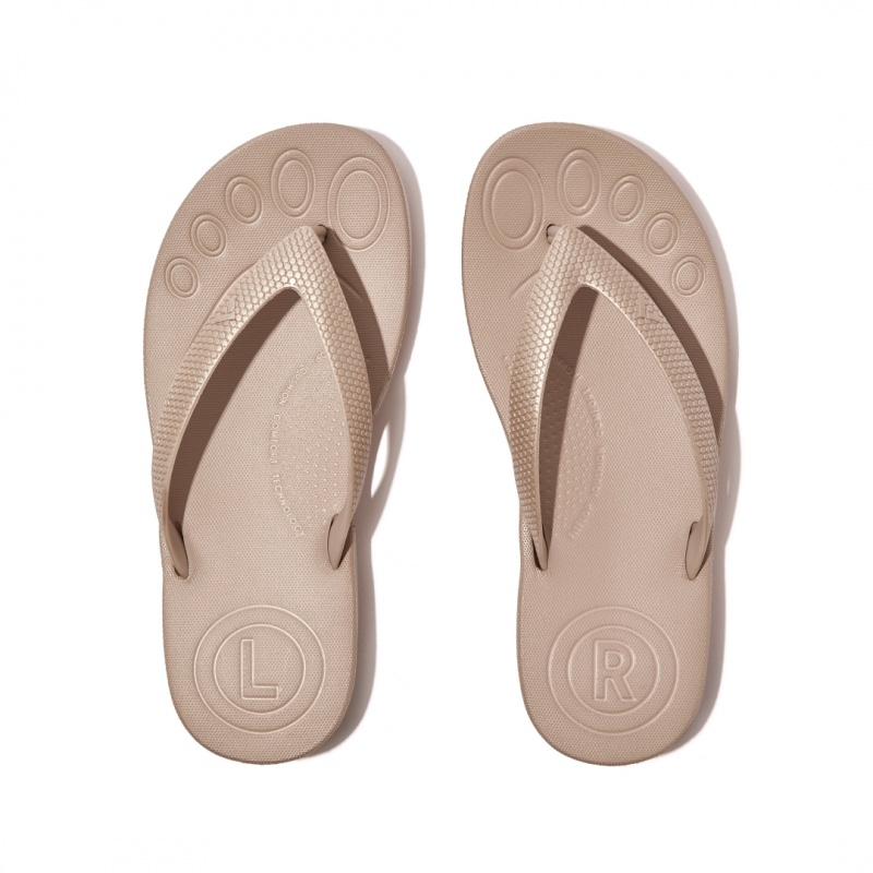 Gold Fitflop Iqushion Rubber Kids' Flip Flops | PH-3087UZCGH