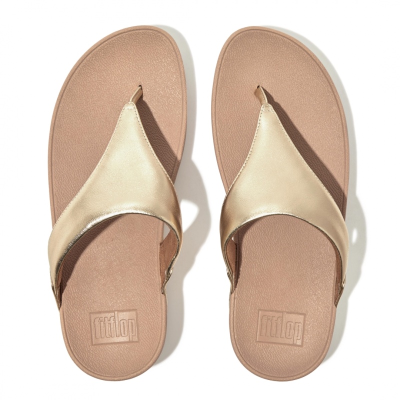 Gold Fitflop Lulu Leather Women's Toe-Post Sandals | PH-3594POKAS