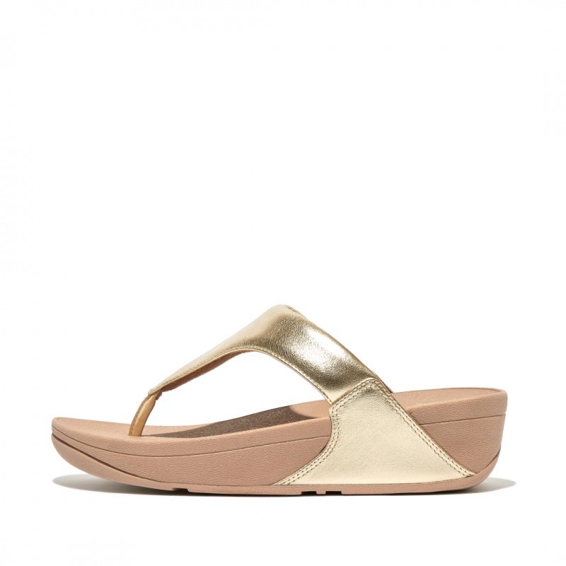 Gold Fitflop Lulu Leather Women\'s Toe-Post Sandals | PH-3594POKAS