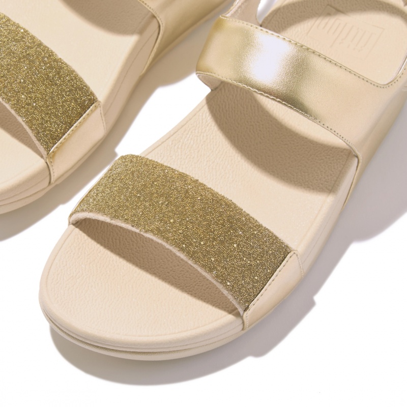 Gold Fitflop Lulu Microfibre Faux Leather (Pu) Women's Back-Strap Sandals | PH-0721WGFZK