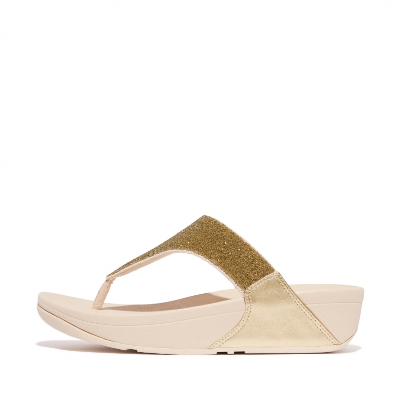 Gold Fitflop Lulu Microfibre Faux Leather (Pu) Thongs Women\'s Toe-Post Sandals | PH-2543SMUQY