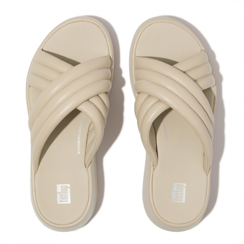 Grey Beige Fitflop F-Mode Slides Women's Slides | PH-8154HLRWC