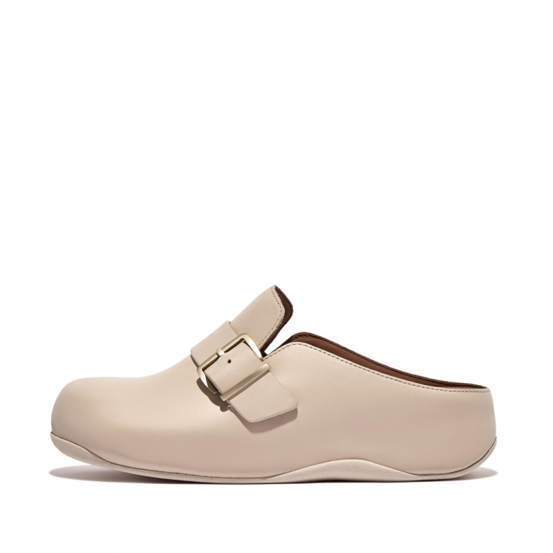 Grey Beige Fitflop Shuv Buckle Strap Women\'s Clogs | PH-2740BAPUV