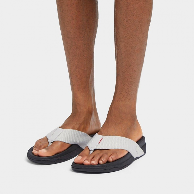 Grey Fitflop Surfer Polyester Men's Toe-Post Sandals | PH-2301VTQWZ