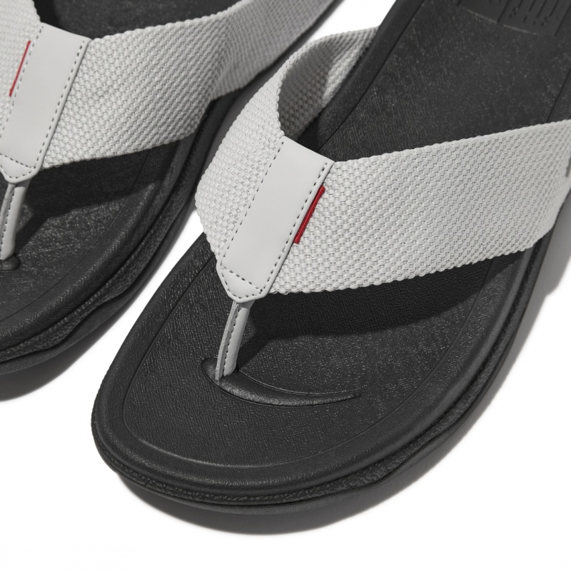 Grey Fitflop Surfer Polyester Men's Toe-Post Sandals | PH-2301VTQWZ