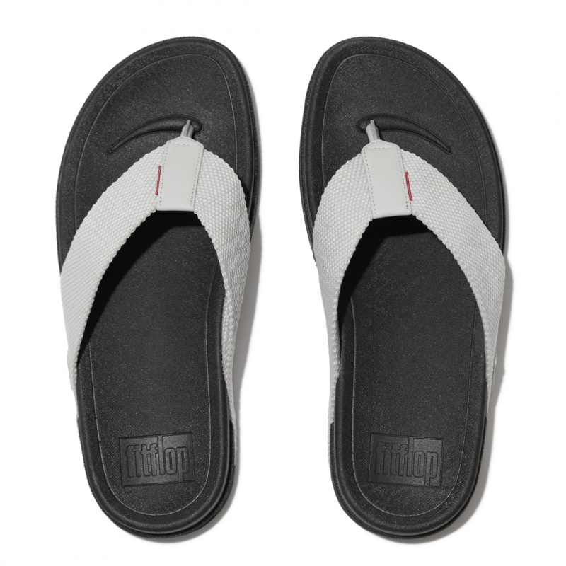 Grey Fitflop Surfer Polyester Men's Toe-Post Sandals | PH-2301VTQWZ