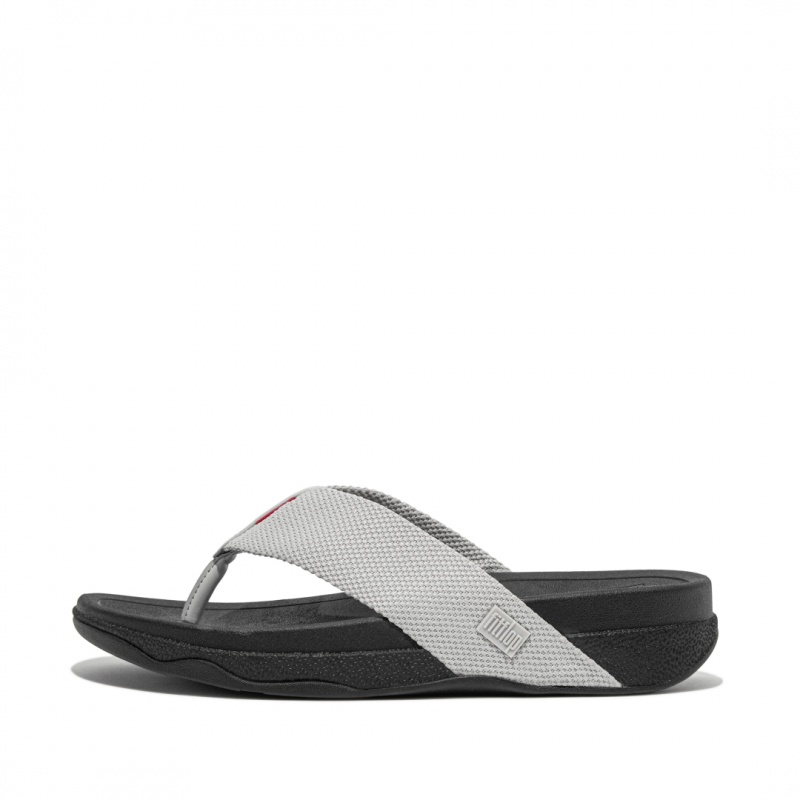 Grey Fitflop Surfer Polyester Men\'s Toe-Post Sandals | PH-2301VTQWZ