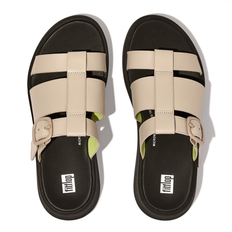 Grey / Yellow Fitflop F-Mode Slides Women's Slides | PH-6123XJLBN