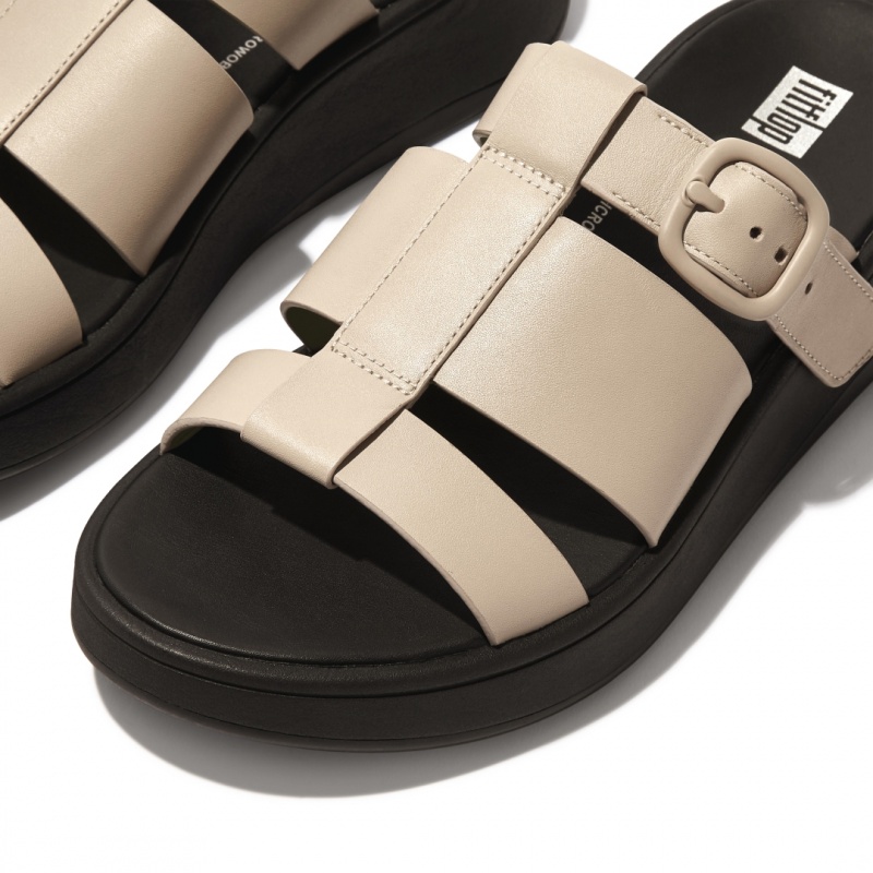 Grey / Yellow Fitflop F-Mode Slides Women's Slides | PH-6123XJLBN