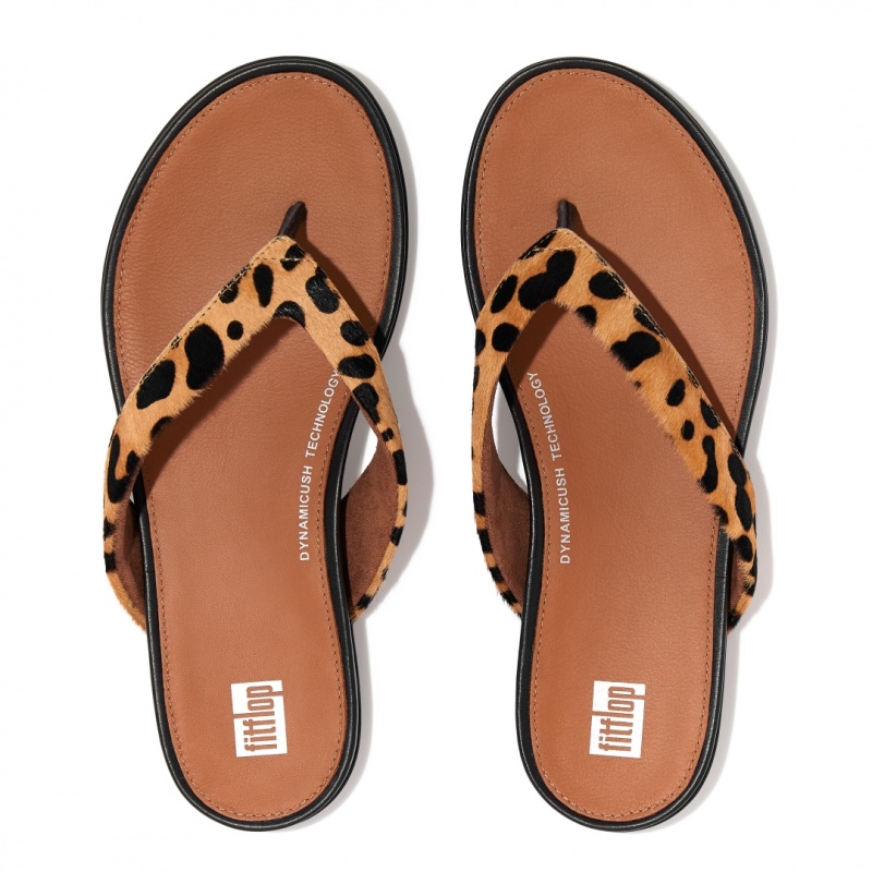 Leopard Fitflop Gracie Leopard Print Women's Flip Flops | PH-0186BGFEO