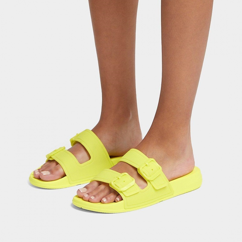 Light Green Fitflop Iqushion Rubber Tpu Slides Women's Slides | PH-7923UTHBZ