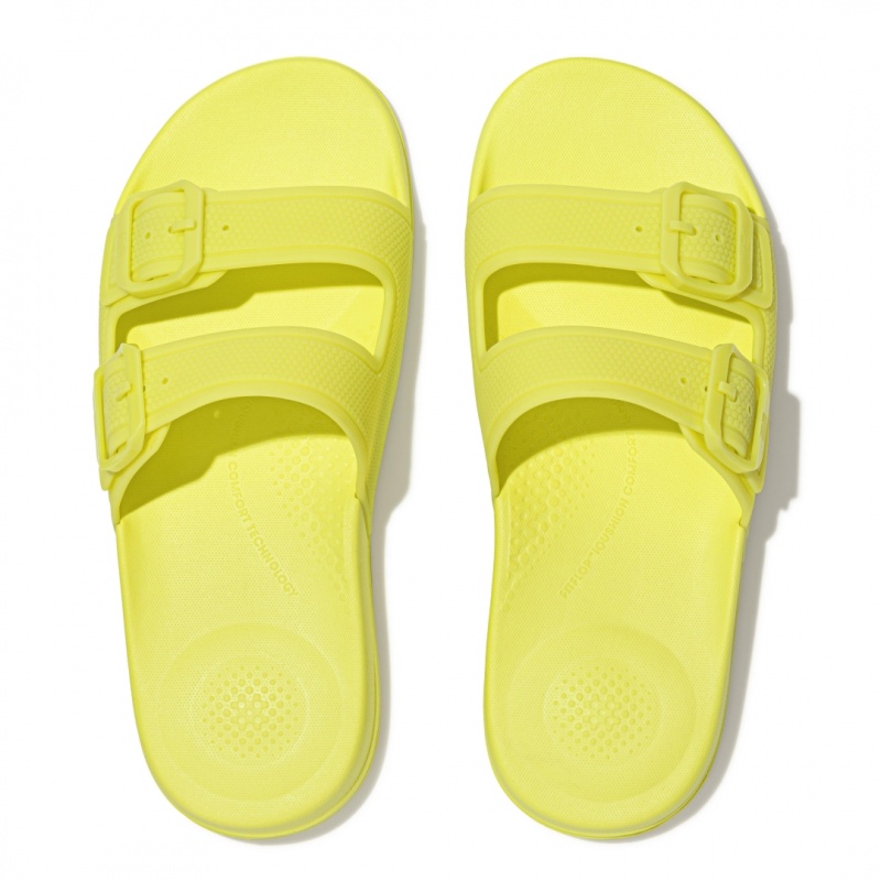 Light Green Fitflop Iqushion Rubber Tpu Slides Women's Slides | PH-7923UTHBZ