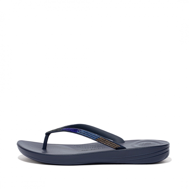 Navy Fitflop Iqushion Ombre Glitter Women\'s Flip Flops | PH-2749OAIRG