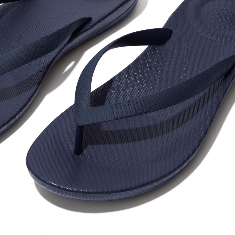 Navy Fitflop Iqushion Rubber Men's Flip Flops | PH-0328EXPRN