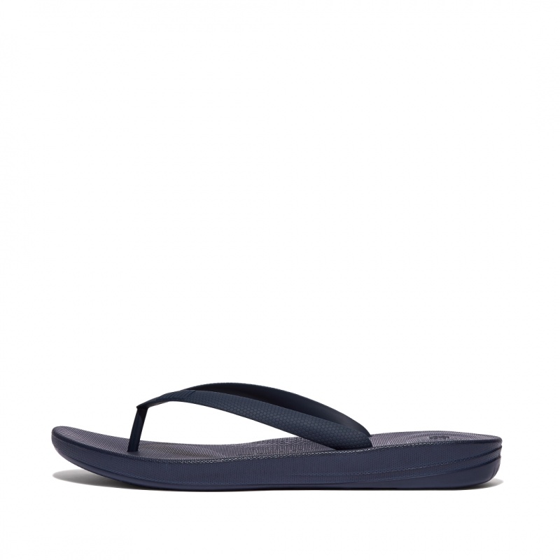 Navy Fitflop Iqushion Rubber Men\'s Flip Flops | PH-0328EXPRN