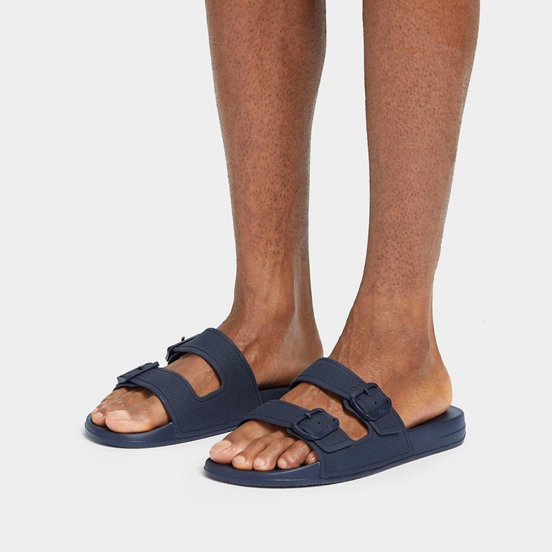 Navy Fitflop Iqushion Rubber Men's Sandals | PH-8275MEUZW