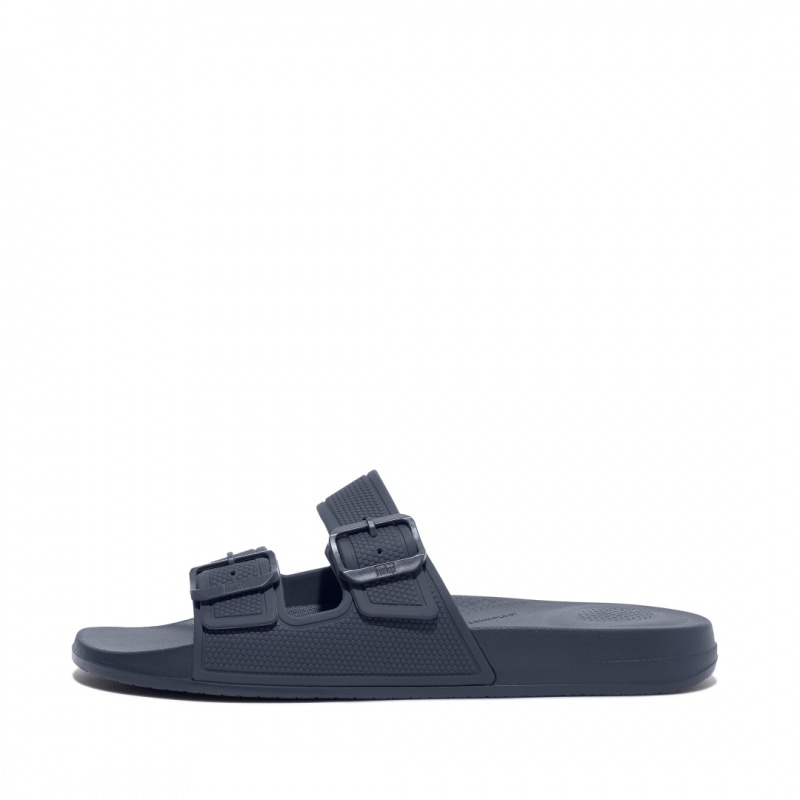 Navy Fitflop Iqushion Rubber Men\'s Sandals | PH-8275MEUZW