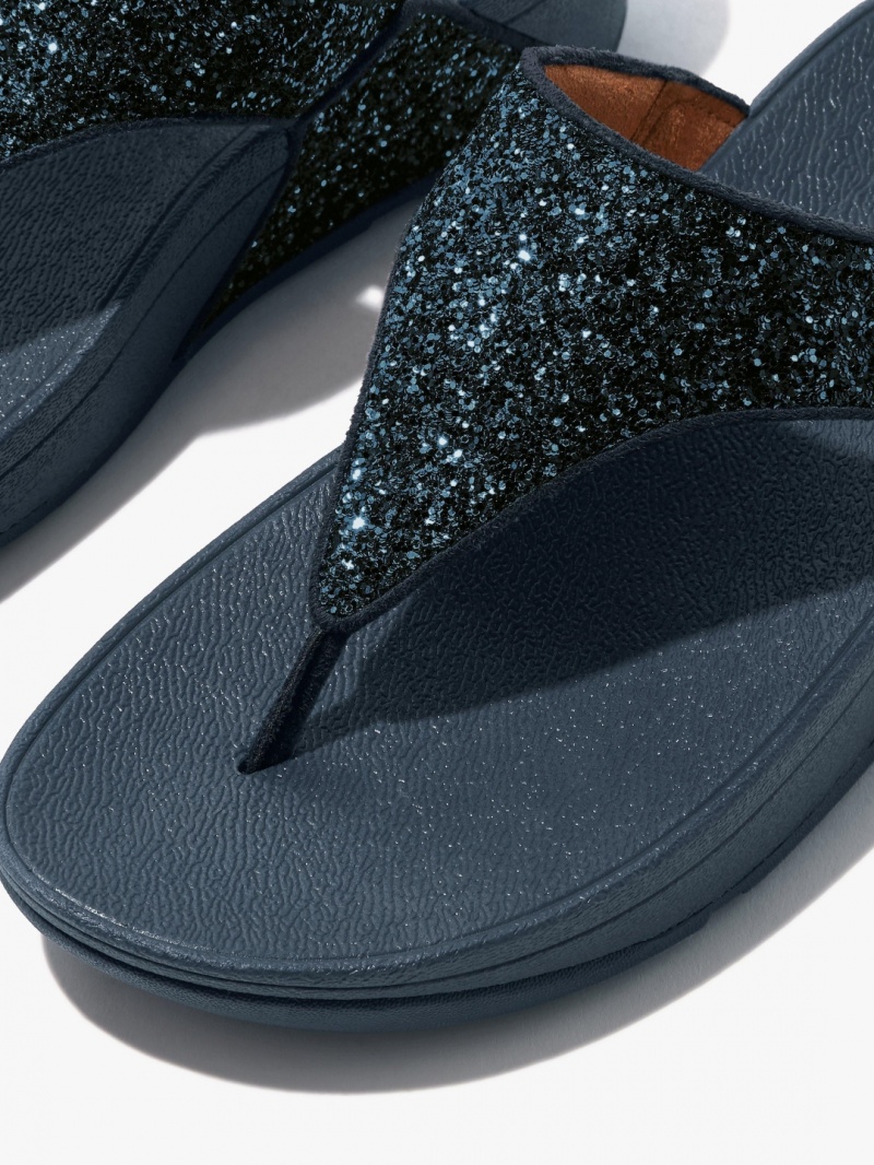 Navy Fitflop Lulu Glitter Women's Toe-Post Sandals | PH-8174IWNYX