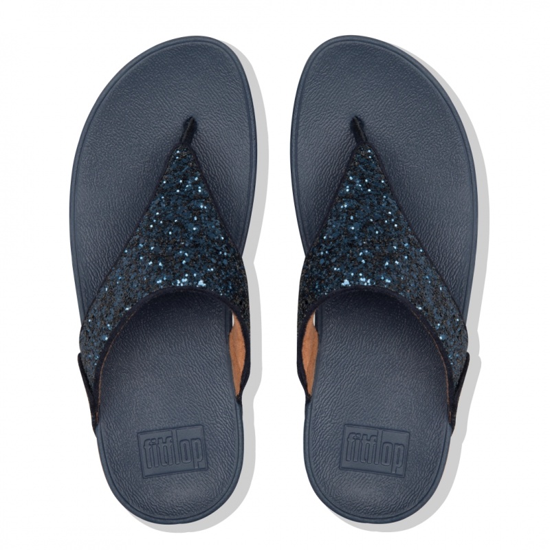 Navy Fitflop Lulu Glitter Women's Toe-Post Sandals | PH-8174IWNYX