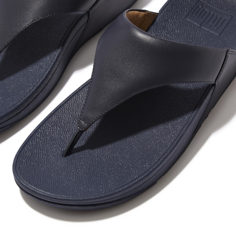 Navy Fitflop Lulu Leather Women's Toe-Post Sandals | PH-8046ESUFR