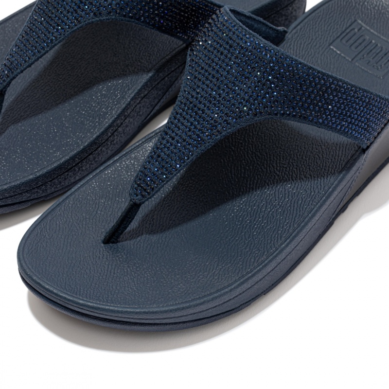 Navy Fitflop Lulu Microfibre Faux (Pu) Toe Thongs Women's Thongs | PH-0541NROYP