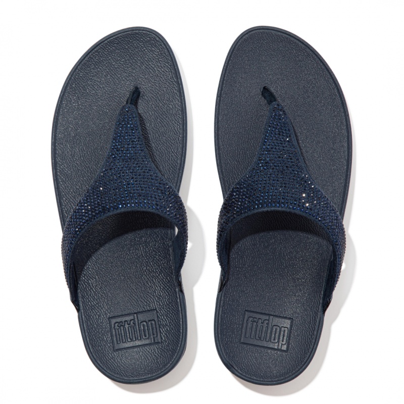 Navy Fitflop Lulu Microfibre Faux (Pu) Toe Thongs Women's Thongs | PH-0541NROYP