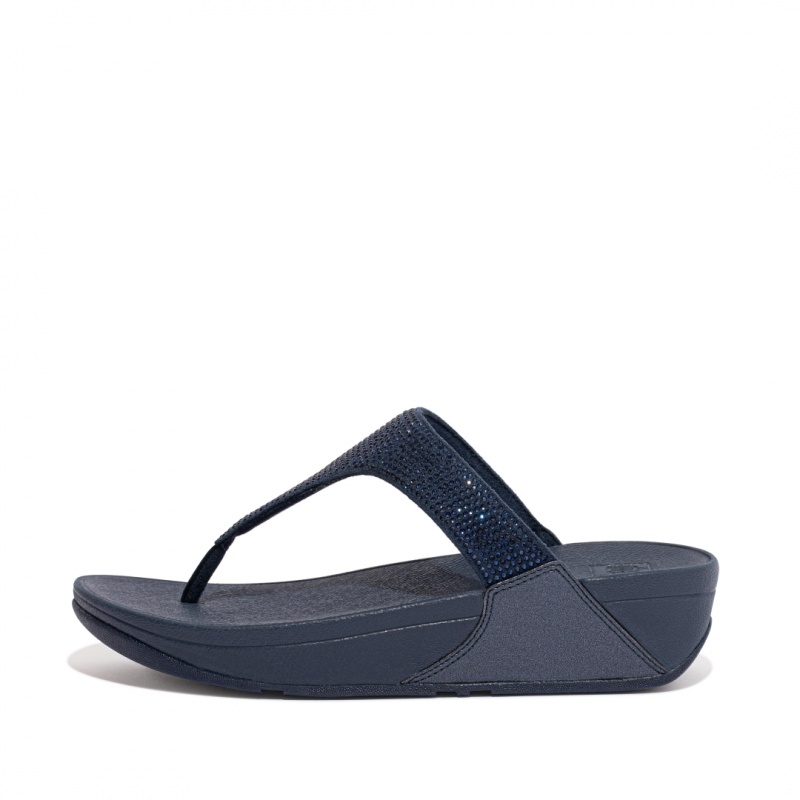 Navy Fitflop Lulu Microfibre Faux (Pu) Toe Thongs Women\'s Thongs | PH-0541NROYP