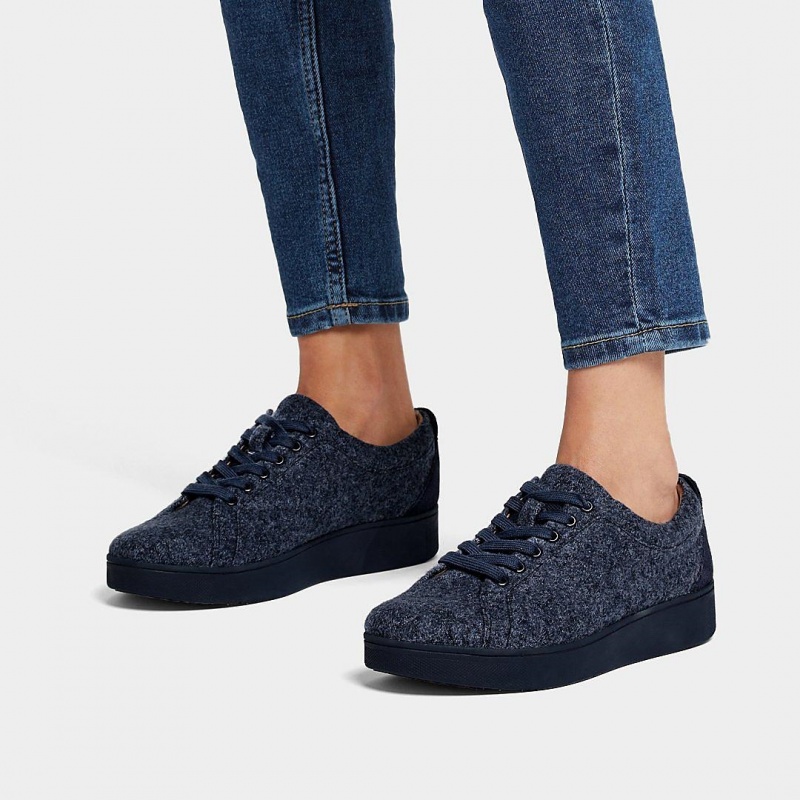 Navy Fitflop Rally Merino Wool Women's Sneakers | PH-2789LPYMA