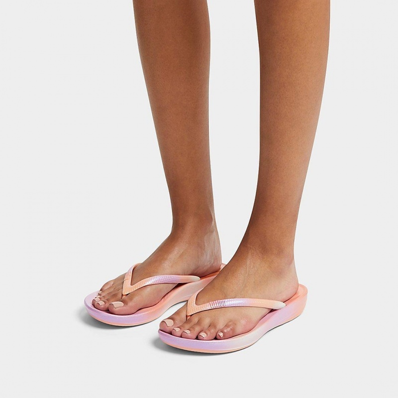 Pink Fitflop Iqushion Snake Embossed Rubber Tpu Women's Flip Flops | PH-8265FMONC